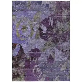 Walmart Addison Rugs Machine Washable Indoor/ Outdoor Abstract Leaves Chantille Rug Purple - 3' x 5' offer