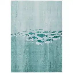 Walmart Addison Rugs Machine Washable Indoor/ Outdoor Chantille Modern Sea Life Rug Teal - 3' x 5' offer