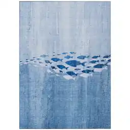 Walmart Addison Rugs Machine Washable Indoor/ Outdoor Chantille Modern Sea Life Rug Blue - 9' x 12' offer