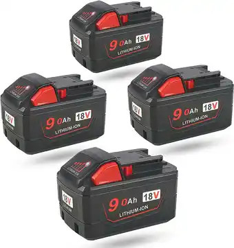 Walmart 4 Packs Replacement for Milwaukee 18V Battery 9.0Ah M18 Battery offer