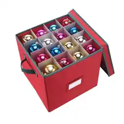 Walmart Premium Red Christmas Ornament Storage Chest Holds 64 Balls with Dividers offer