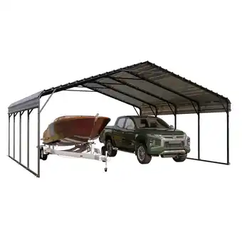 Walmart Alpha Joy 20' x 20' Heavy Duty Carport with Galvanized Steel Roof Cars Garage Shelter offer