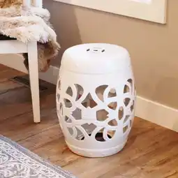 Walmart Sunnydaze Knotted Quatrefoil 18 Ceramic Garden Stool Side Table, White offer