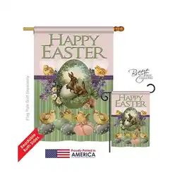 Walmart Breeze Decor 03053 Easter Bunny with Chicks 2-Sided Vertical Impression House Flag - 28 x 40 in offer