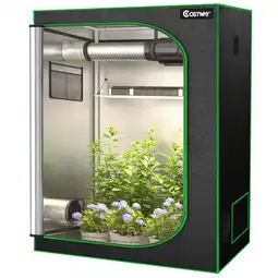 Walmart Costway 48''x24''x60'' Mylar Hydroponic Grow Tent w/Observation Window & Floor Tray Black offer