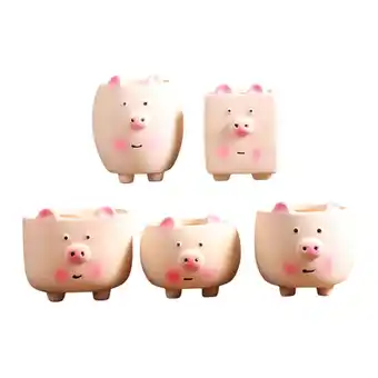 Walmart deevoka 5Pcs Cactus Pots Planters Pig Shaped Decor Flowerpot for Flowerbed Home Yard offer