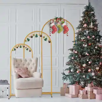 Walmart Buytoshop 3Pcs Iron Wedding Arch,Gold offer