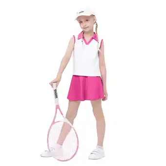 Walmart Girls Tennis Golf Outfit Sleeveless Polo V Neck Tank Top and Skorts Sets Sport Skirt with Pockets offer