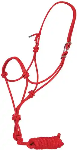 Walmart Mustang Easy-on Horse Rope Halter | with 8 Foot Lead | Red offer