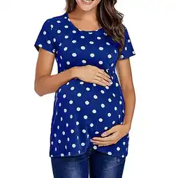 Walmart Funicet Women's Summer Maternity Tops Printed O-Neck Short Sleeve Blouses Nursing Fashion Shirts offer