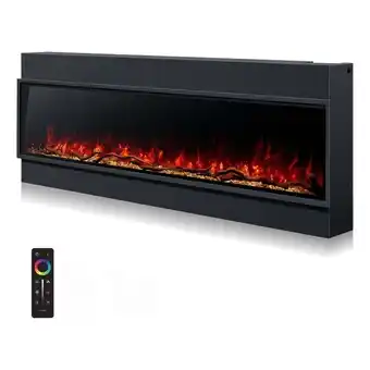 Walmart Pemberly Row 44 black Electric Fireplace WiFi Remote Wall Mount Flame Color offer