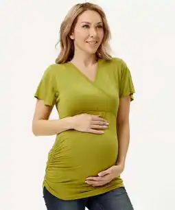 Walmart Time Two Short Sleeved Wrap Front Maternity Top offer