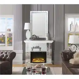 Walmart ACME Nysa Fireplace - Mirrored & Faux Crystals - 40 x 47 x 15 in offer