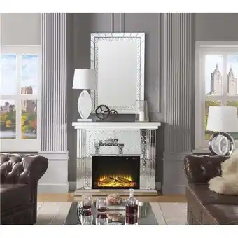 Walmart ACME Nysa Fireplace - Mirrored & Faux Crystals - 40 x 47 x 15 in offer