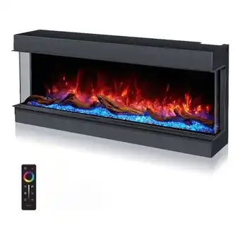 Walmart Pemberly Row 3 Sided 56 black Electric Fireplace Wi-Fi Remote LED Flame Color offer