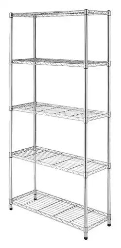 Walmart Whitmor Adjustable 36W x 14D x 72H 5-Shelf Freestanding Storage Shelves, Chrome, Adult Use offer