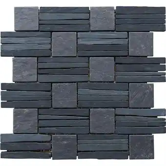 Walmart Intrend Tile LS019-S Basketweave Interlocked Mosaic - Black Slate offer