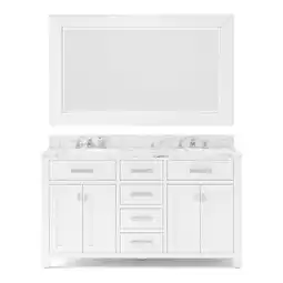 Walmart Water Creation Madison 60 Wood Double Bathroom Vanity in Pure White & Chrome offer