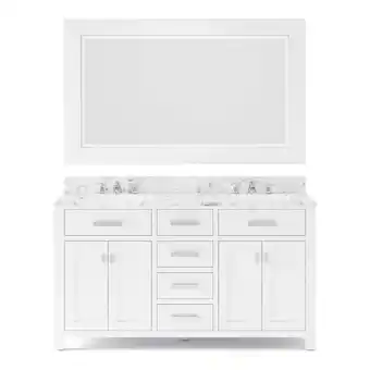 Walmart Water Creation Madison 60 Wood Double Bathroom Vanity in Pure White & Chrome offer