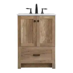 Walmart Elegant Decor Soma 24 Steel MDF Stone Single Bathroom Vanity in Natural Oak offer