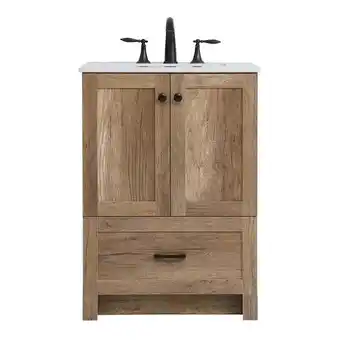 Walmart Elegant Decor Soma 24 Steel MDF Stone Single Bathroom Vanity in Natural Oak offer