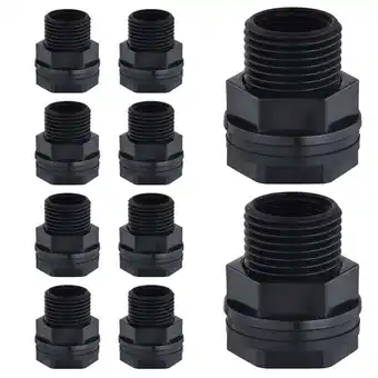 Walmart 10Pc Bulkhead Fitting,Garden Hose Threaded 3/4In Male GHTx1/2In Female NPT Double Threa Plastic 3244 offer