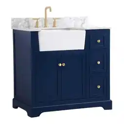 Walmart Elegant Decor Franklin 36 MDF Single Bathroom Vanity with Backsplash in Blue offer