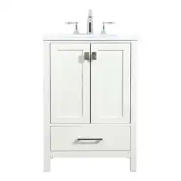 Walmart Elegant Decor Irene 24 Zinc Alloy and MDF Single Bathroom Vanity in White offer