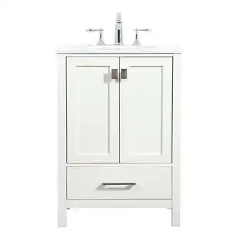 Walmart Elegant Decor Irene 24 Zinc Alloy and MDF Single Bathroom Vanity in White offer