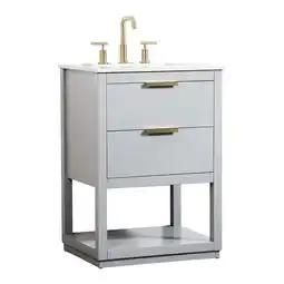 Walmart Elegant Decor Larkin 24 Solid Wood MDF Single Bathroom Vanity in Gray offer