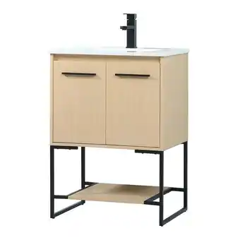 Walmart Elegant Decor Sloane 24 MDF and Steel Single Bathroom Vanity in Maple offer