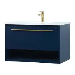 Walmart Elegant Decor Roman 30 Aluminum Alloy MDF Single Bathroom Vanity in Blue offer