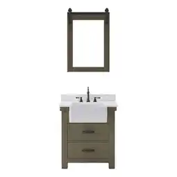 Walmart Water Creation Paisley 30W Wood Single Bathroom Vanity in Gray/White offer