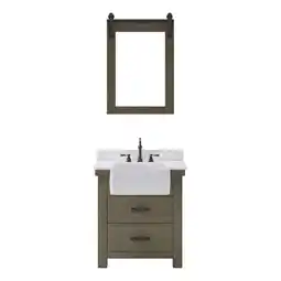 Walmart Water Creation Paisley 30W Wood Single Bathroom Vanity in Grizzle Gray & White offer