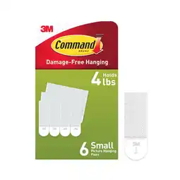 Walmart Command 4 lb White Picture Hanging Strips, 6 Pairs offer