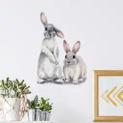 Walmart Clearance Stickers under $1 Two Cute Rabbits Kids Room Home Decor Removable Wall Sticker offer