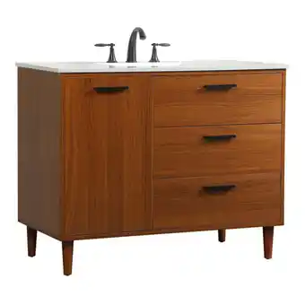 Walmart Elegant Decor Baldwin 42 Solid Wood and MDF Bathroom Vanity in Teak offer