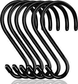 Walmart Ziediop Rustproof Rubberized Coated S Hooks, Metal Steel Black, (6 Pack) offer