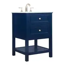 Walmart Elegant Decor Metropolis 24 Solid Wood and Metal Single Bathroom Vanity in Blue offer