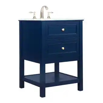 Walmart Elegant Decor Metropolis 24 Solid Wood and Metal Single Bathroom Vanity in Blue offer