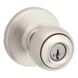 Walmart Kwikset Polo Keyed Entry Knob featuring SmartKey Security in Satin Nickel offer