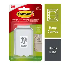 Walmart Command Jumbo Canvas Hangers, Indoor Use, White, 1 Wall Hanger, 4 Strips offer