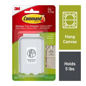 Walmart Command Jumbo Canvas Hangers, Indoor Use, White, 1 Wall Hanger, 4 Strips offer