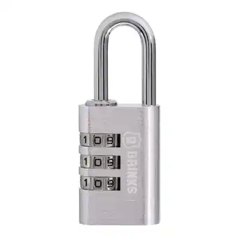 Walmart Brinks Resettable 3-Dial Combination Padlock, 28mm Aluminum Body with 1 inch Shackle offer