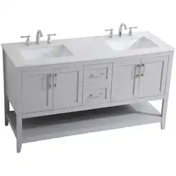 Walmart Elegant Decor Aubrey 60 Double Quartz Top Bathroom Vanity in Gray offer