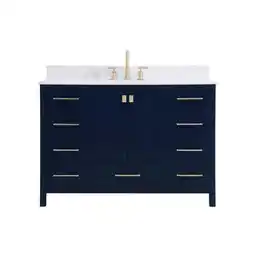 Walmart Elegant Kitchen and Bath 48 inch Single Bathroom Vanity in Blue with Backsplash offer