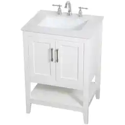 Walmart Elegant Decor Aubrey 24 Single Quartz Top Bathroom Vanity in White offer