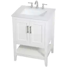 Walmart Elegant Decor Aubrey 24 Single Quartz Top Bathroom Vanity in White offer