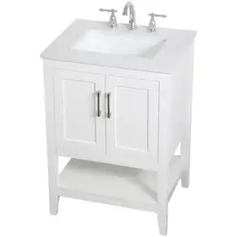 Walmart Elegant Decor Aubrey 24 Single Quartz Top Bathroom Vanity in White offer