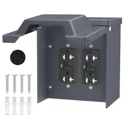 Walmart 2 Outdoor Power Outlet Box with Waterproof Cover Dual 20 Amp WRTR GFCI Outlet GFCI Out Steel 0552 offer